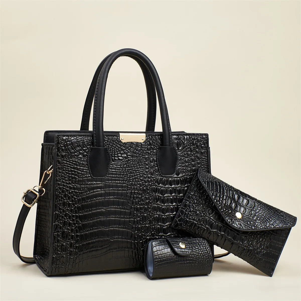 Bolsos de mano de piel con patrón de cocodrilo para mujer...
