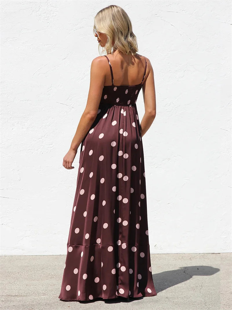 Vestido largo para mujer, vestido de tirantes finos con e...