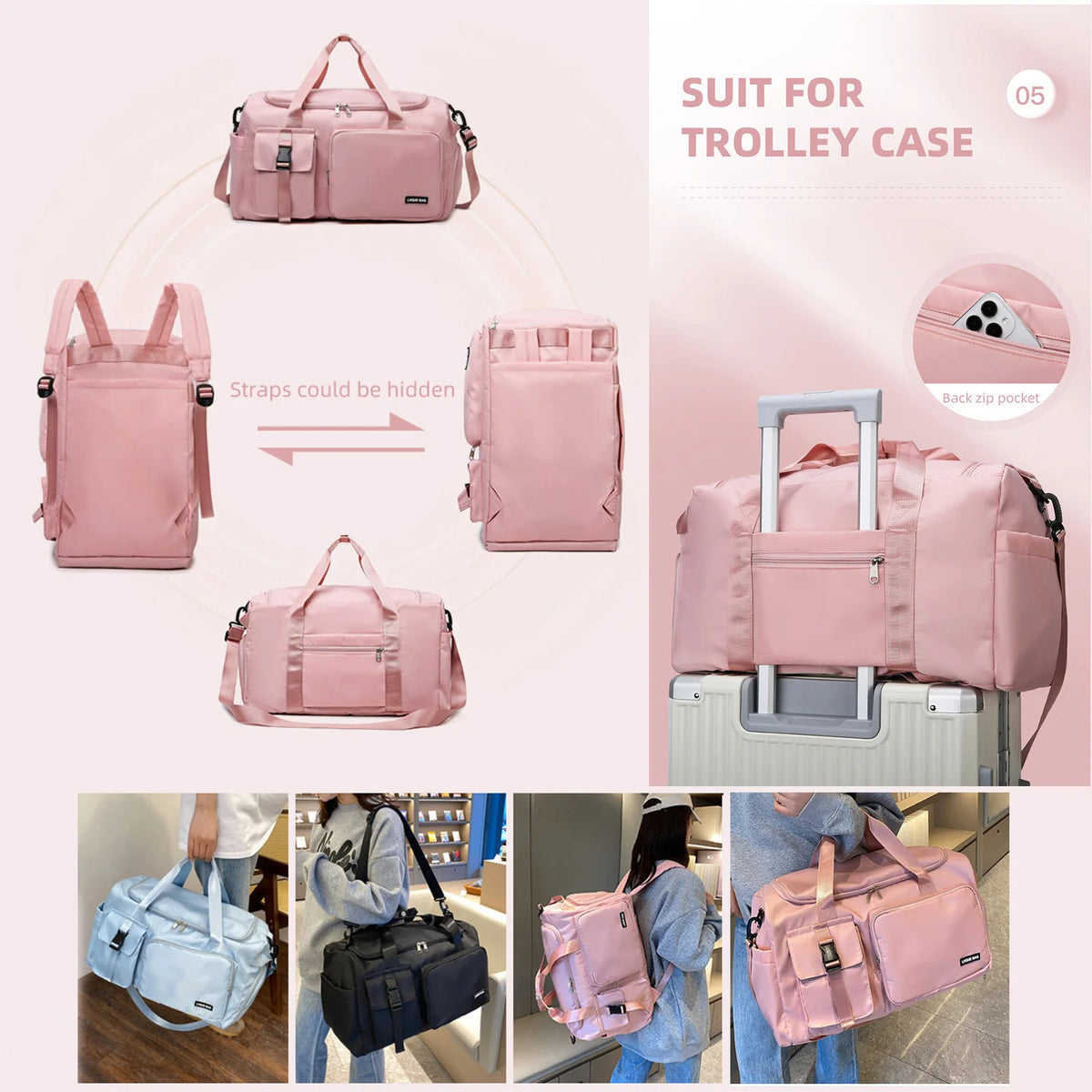 Bolsa de gimnasio deportiva, bolsos húmedos y secos de vi...