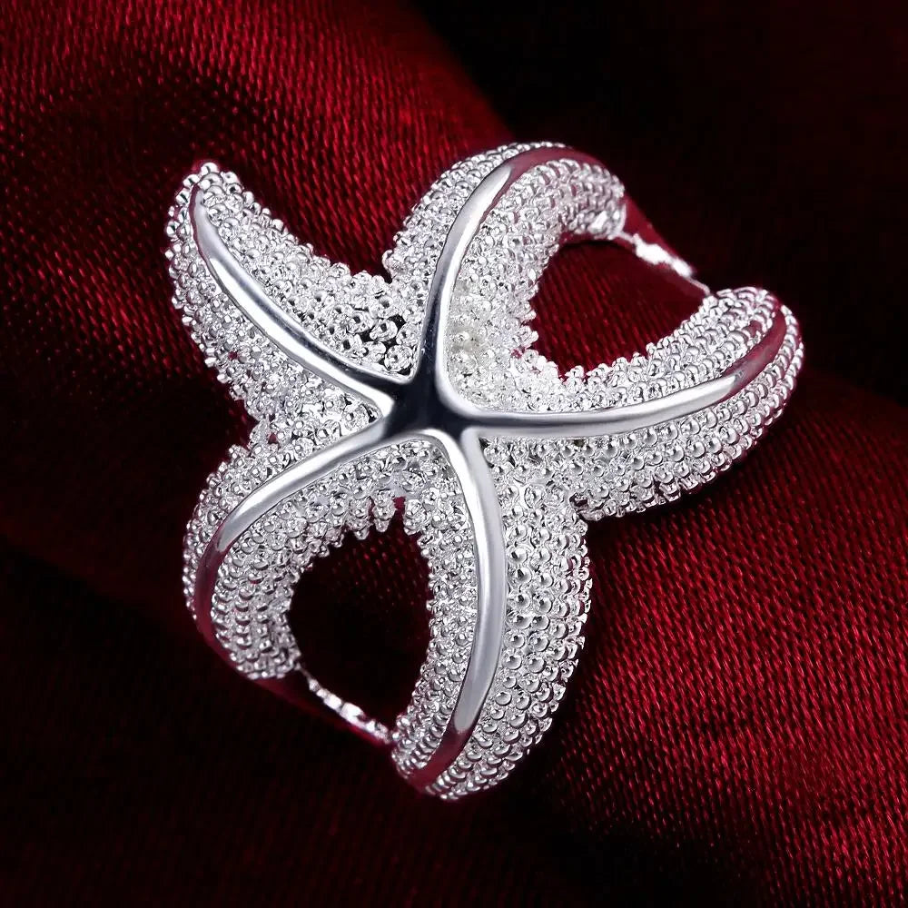 Anillos de estrella de mar grandes finos de Plata de Ley ...