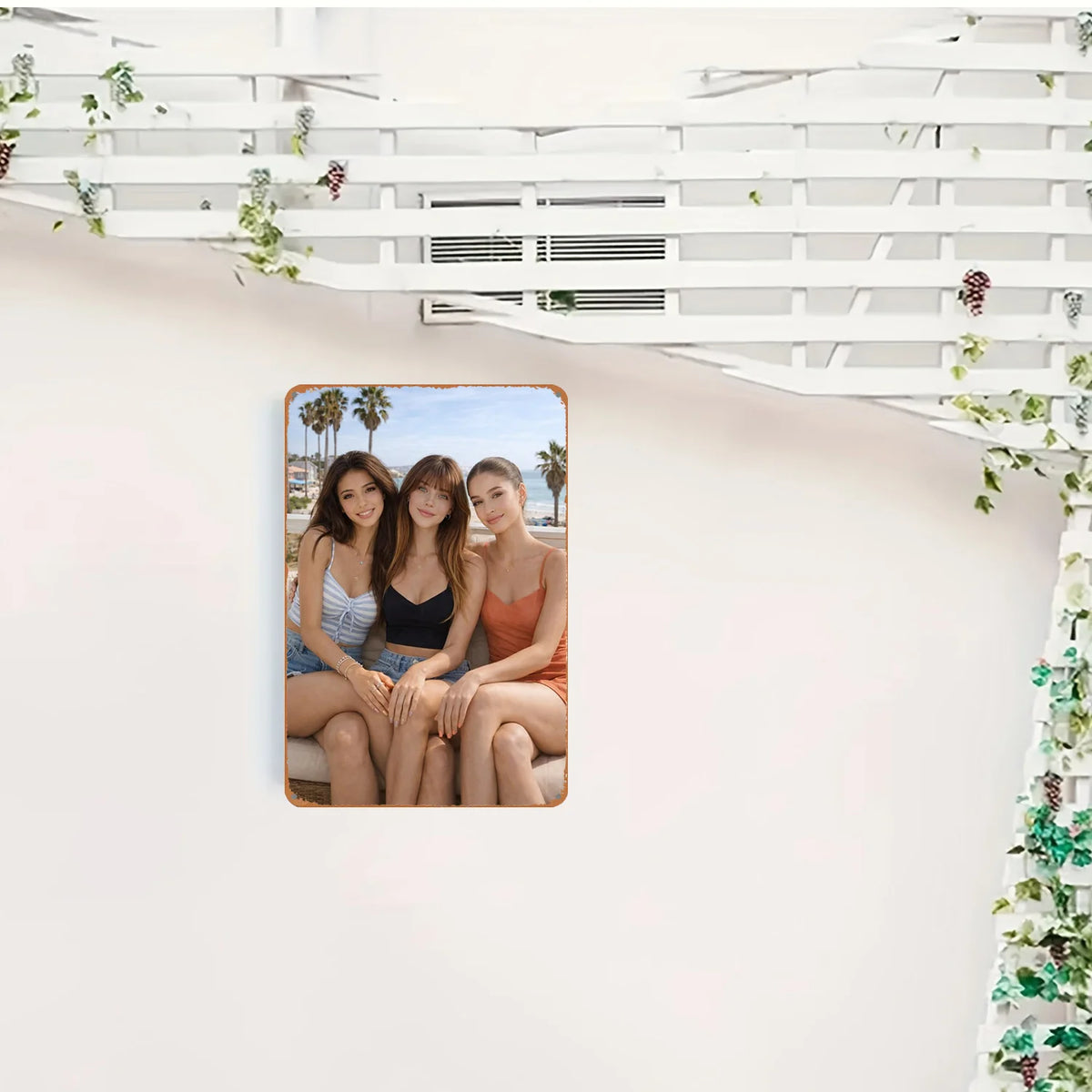 Metallic 2D wall sign featuring modern women art, ideal for contemporary interior decor, measuring 8x12 inches.