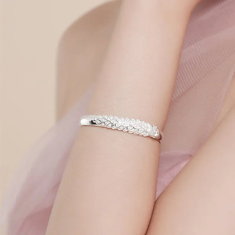 Pulsera de plata de ley 925 con pantalla de apertura de p...