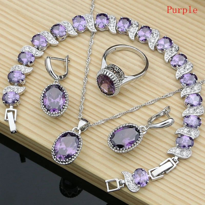 Conjunto de joyas de plata 925 Natural para mujer, pendie...