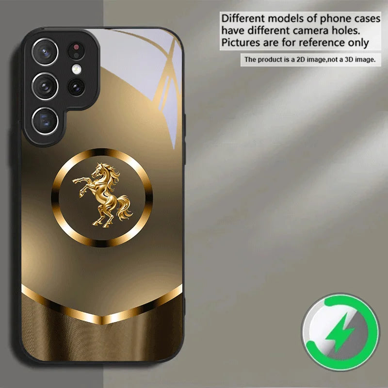 Clear phone case with gold gradient design from Corporación Turística, showcasing a sleek, protective transparent cover with gold accents.