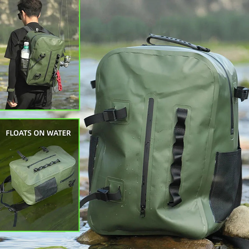 Mochila de pesca impermeable con soporte para caña, bolsa...