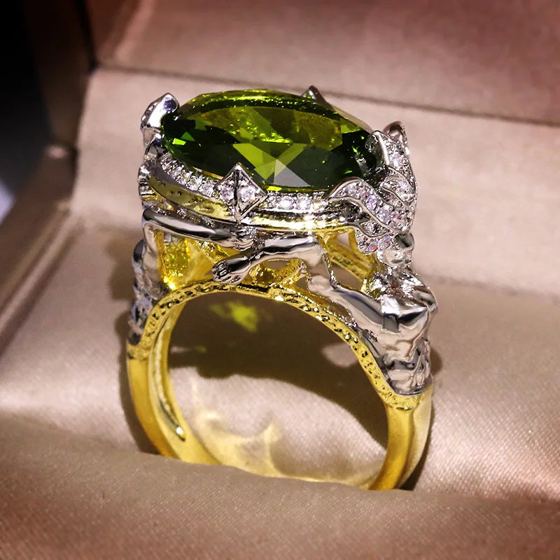 Anillo De piedras preciosas De Esmeralda Natural De oro a...