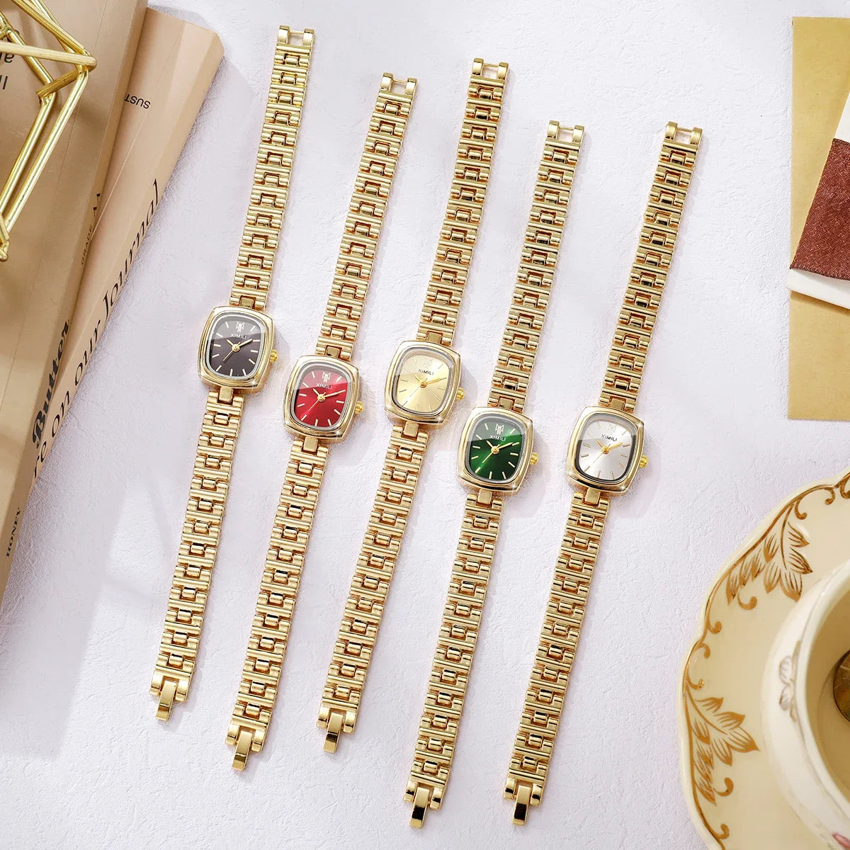 Reloj de Cuarzo Dorado para Mujer, Disponible en 5 Colore...