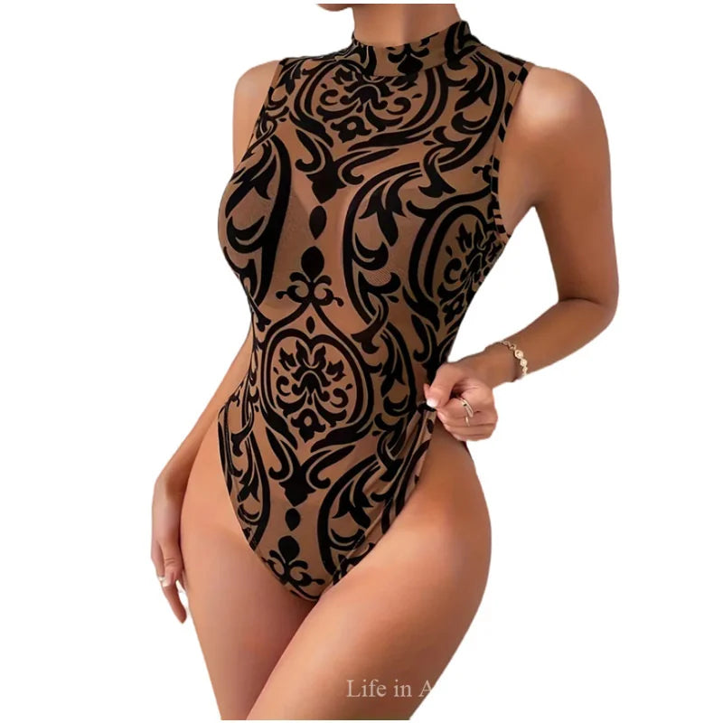 Traje de baño Sexy elegante Floral para mujer, medias de ...