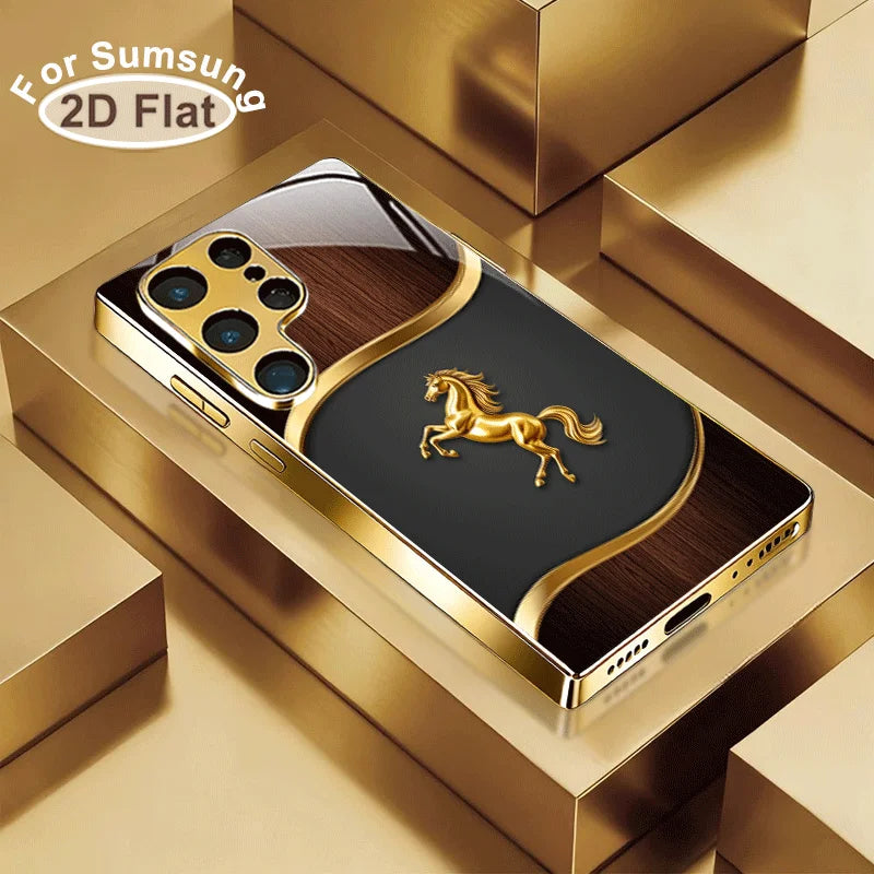 Black business-style glass phone case by Corporación Turística, featuring sleek transparent design and protective edges.