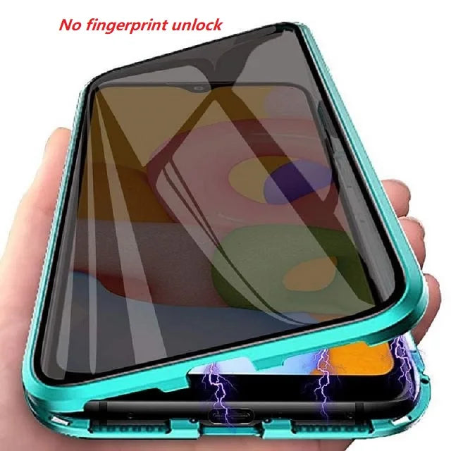 Magnetic double-sided metal privacy cover from Corporación Turística, shown on a secure electronic device.