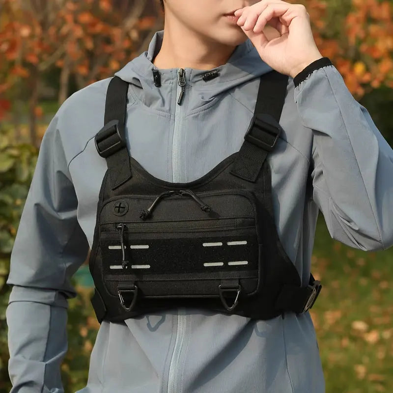 Bolsa de pecho al aire libre para hombre, bolsa frontal p...
