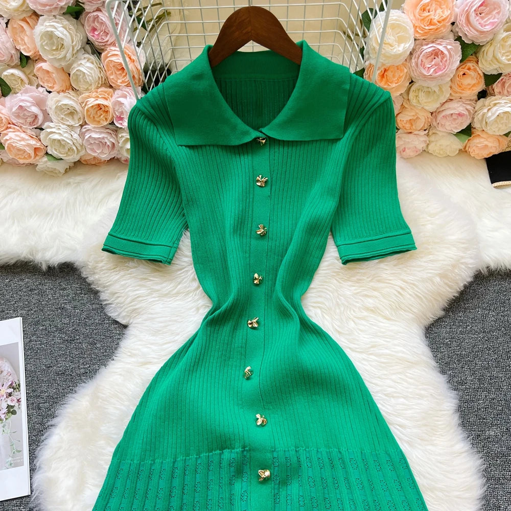 YuooMuoo marca de moda Vintage cuello vuelto Maxi vestido...