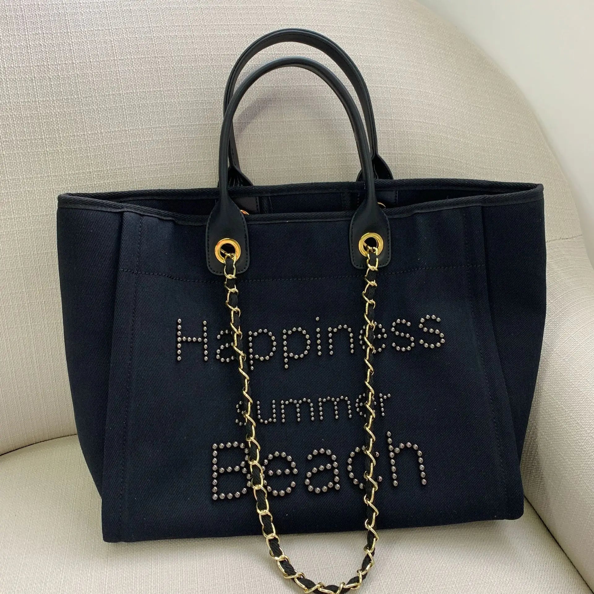 Bolso grande de lona para mujer, bolsa de hombro de cuero...
