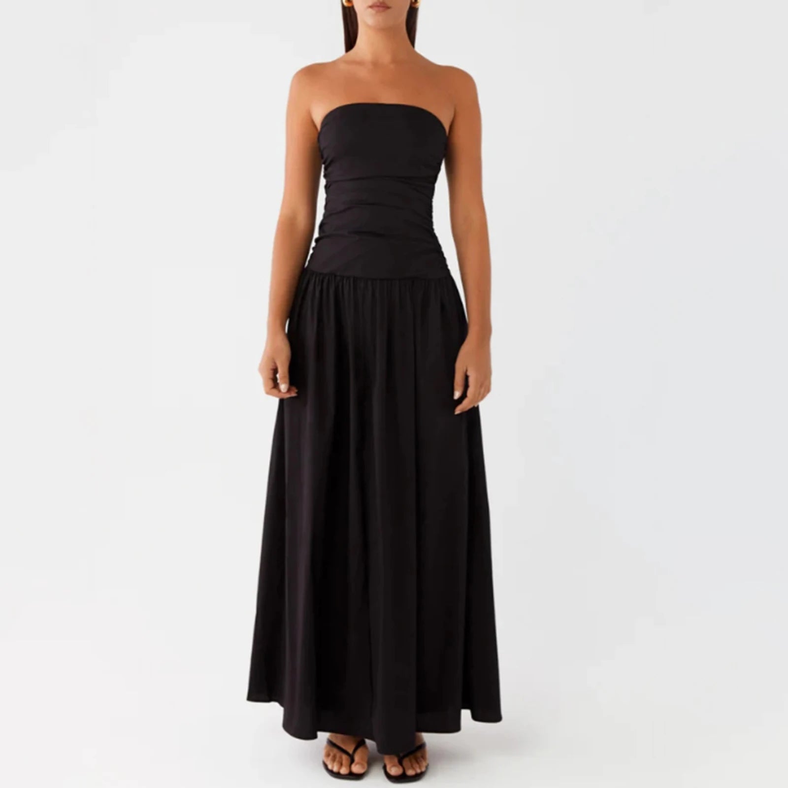 Vestido largo elegante sin tirantes para mujer, vestido v...