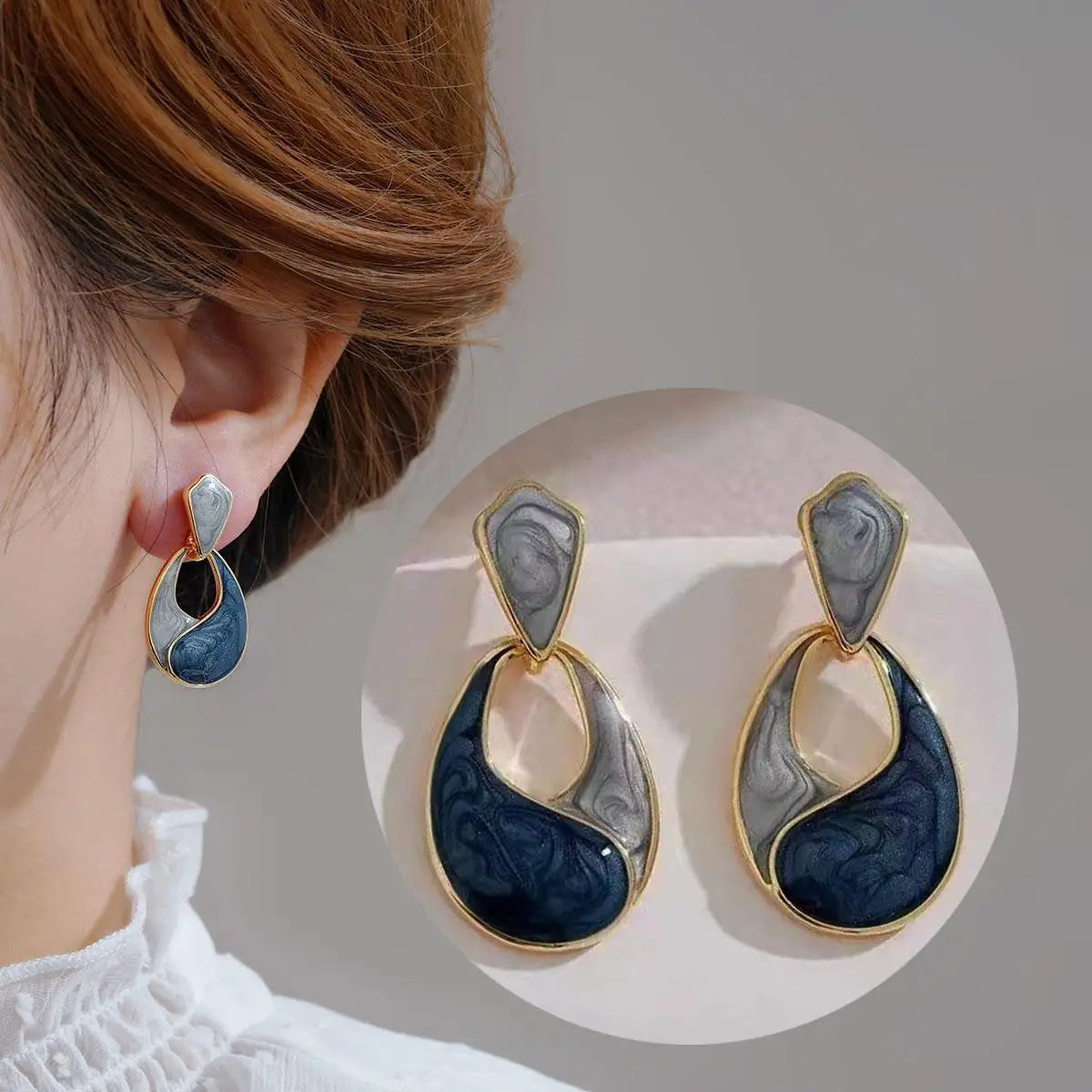 Pendientes de gota de corazón de cristal púrpura para muj...