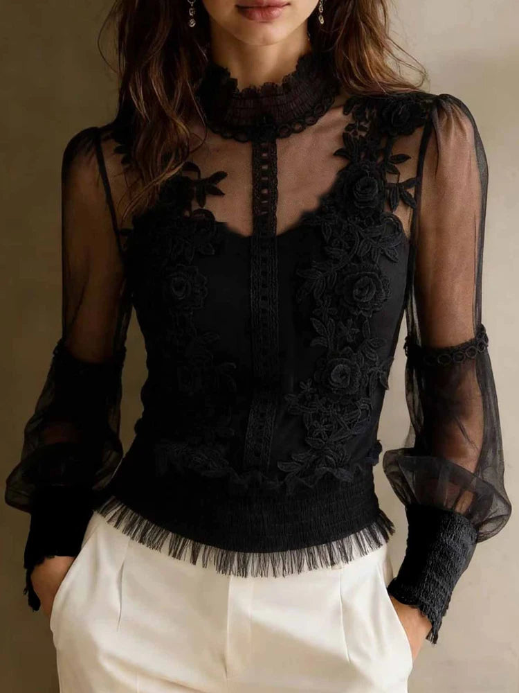 Blusa Elegante de Color Sólido para Primavera/Verano, Blu...