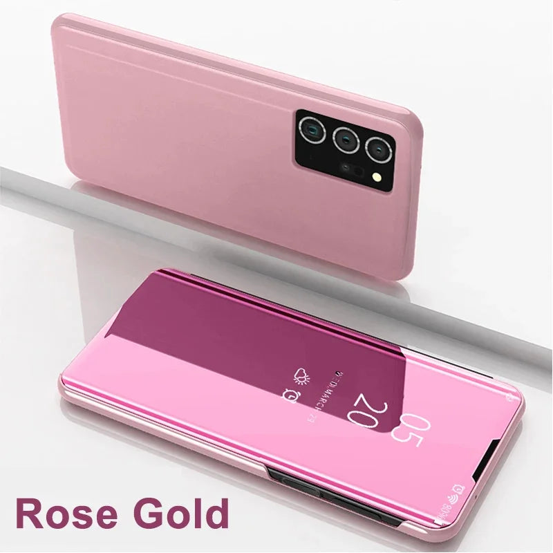 Luxurious Samsung Galaxy phone case with built-in mirror, designed by Corporación Turística, featuring elegant and protective material.
