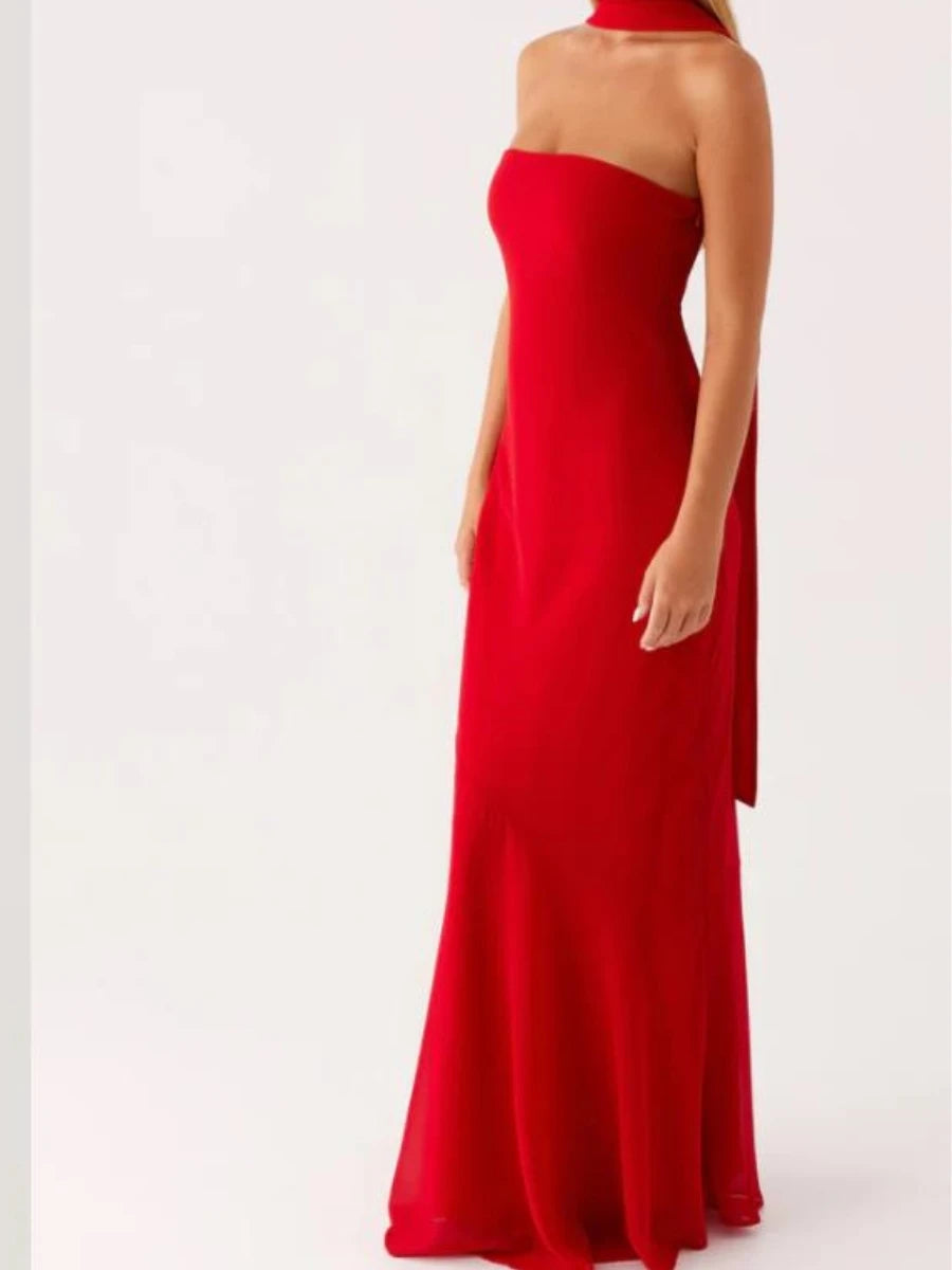 Vestido largo ajustado para mujer con pañuelo, vestido ma...