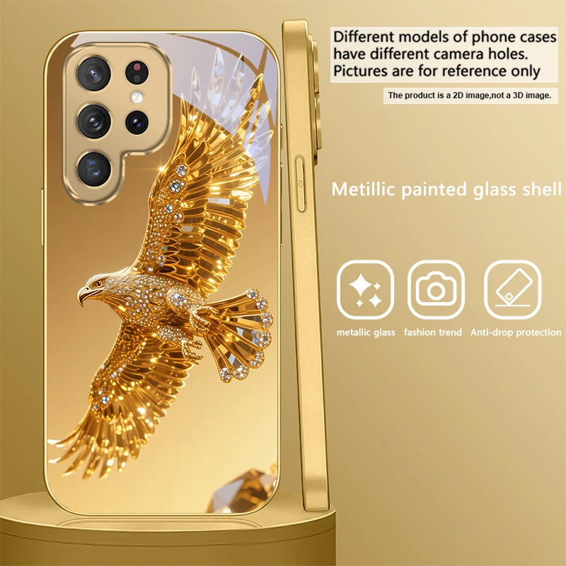 Gold dolphin phone case for Samsung Galaxy S20 FE, S21 Plus, S22, and S23 from Corporación Turística, featuring a detailed dolphin design.