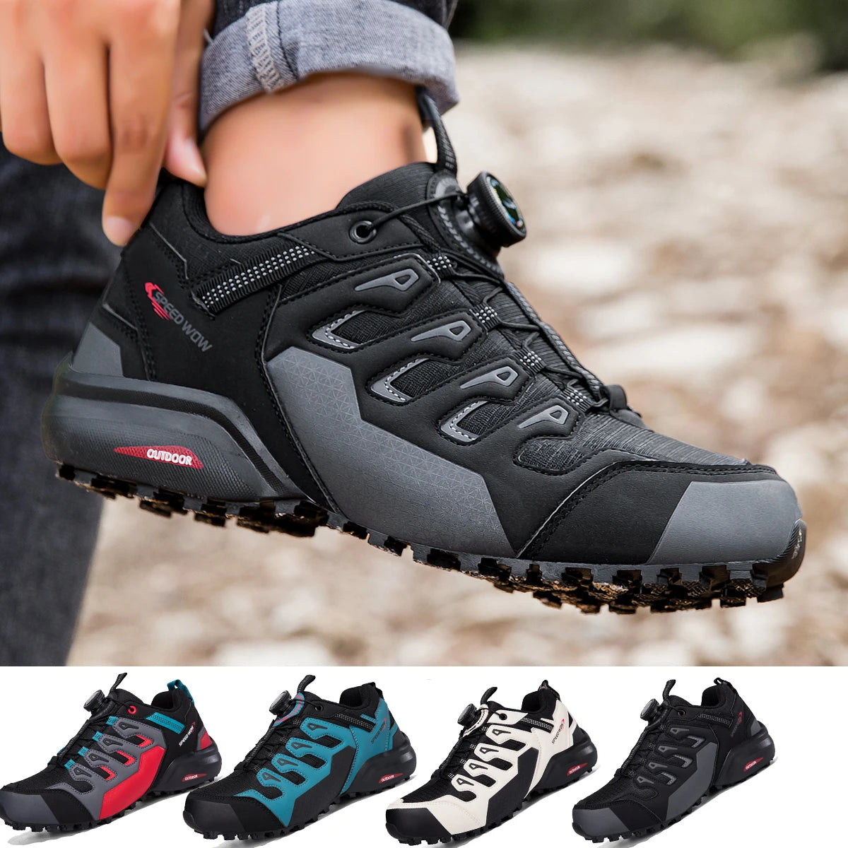 Zapatos de senderismo para hombre, zapatos de cuero de ga...