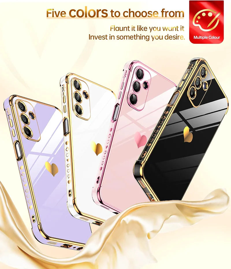 Luxury gold-plated case for Samsung Galaxy S24, S23 Ultra, and S series, featuring elegant design and protective features.