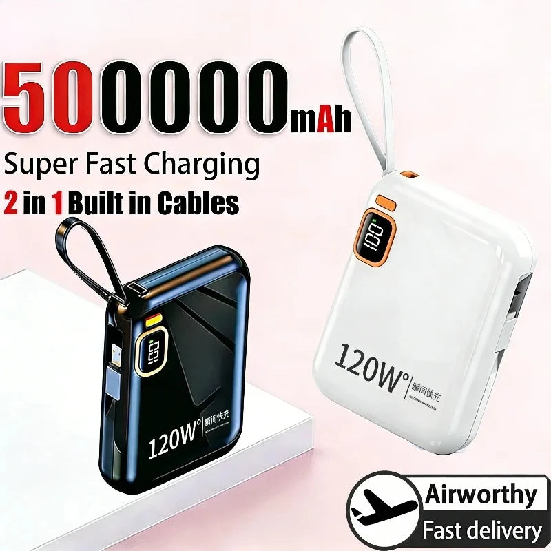 Power Bank 120W 50000mAh Carga Rápida Portátil 2 en 1