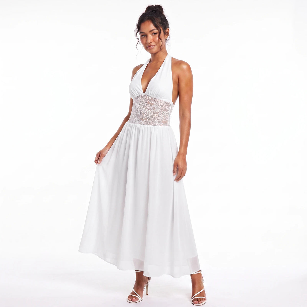 Vestido Halter Largo para Mujer, Elegante, Sin Mangas, co...
