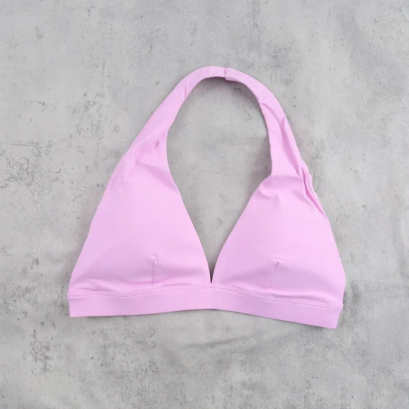 Sujetador deportivo para mujer con diseño de cuello halte...