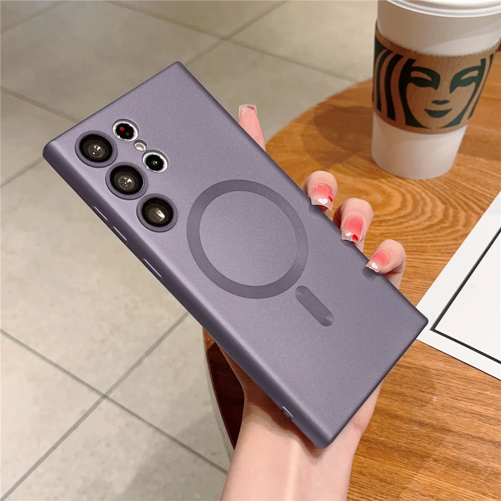 Magnetic matte wireless charging cover for Samsung S2 smartphone, featuring sleek design and easy magnetic attachment.