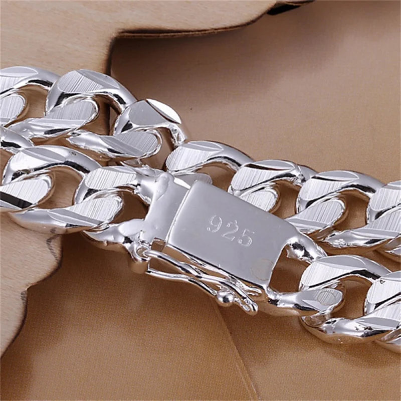 Pulsera de plata de ley 925 fina para hombre y mujer, joy...