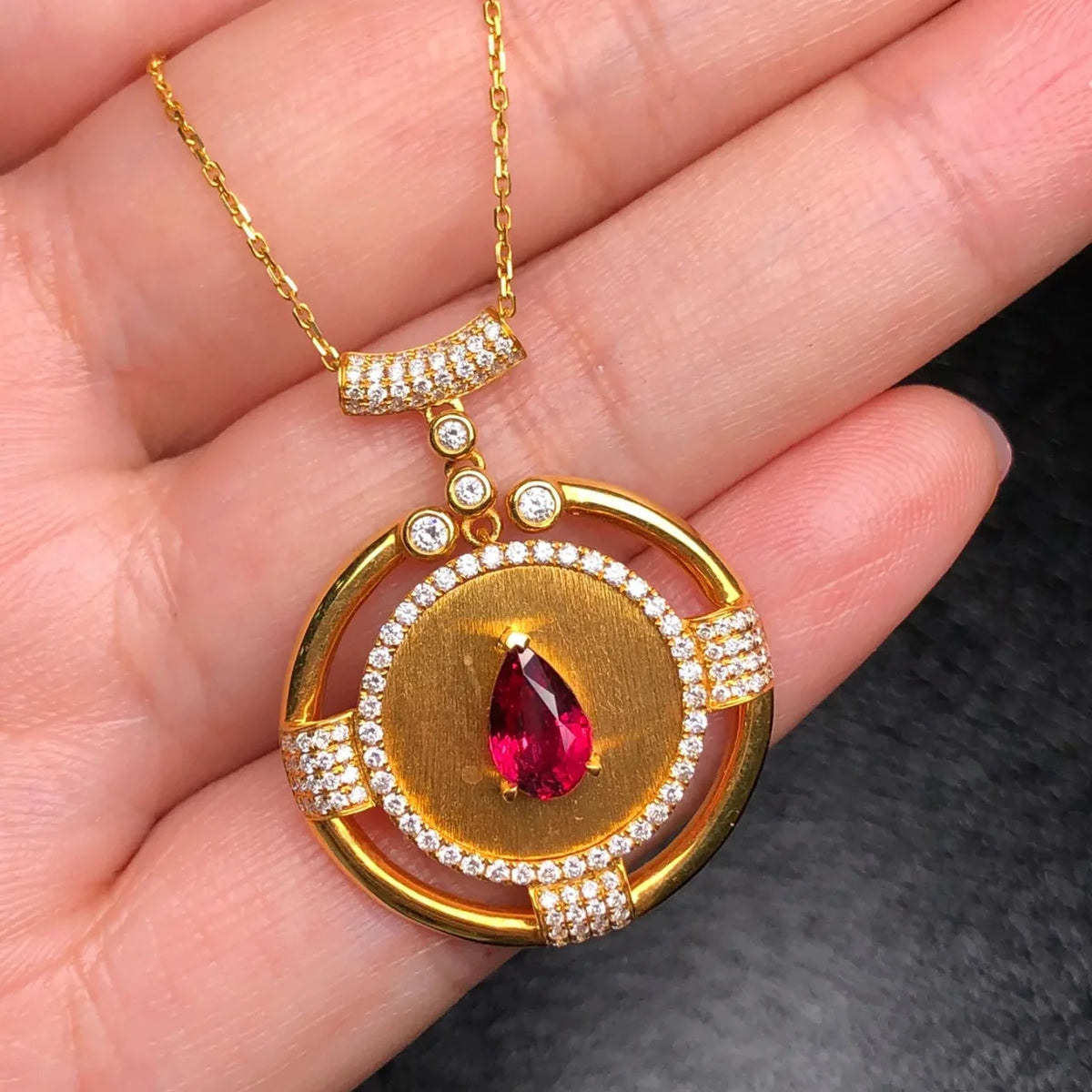 Colgante de oro rosa de 14K y 2 quilates para mujer, Gema...