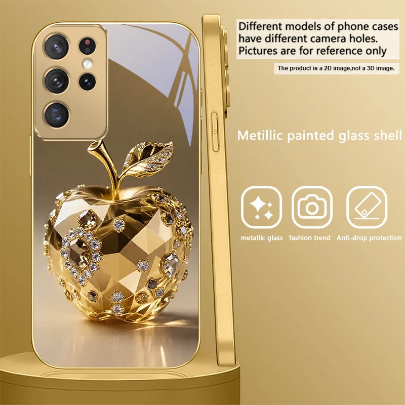 Golden dolphin phone case for Samsung Galaxy S20 FE, S21 Plus, S22, and S23 by Corporación Turística, showcasing a detailed dolphin design.