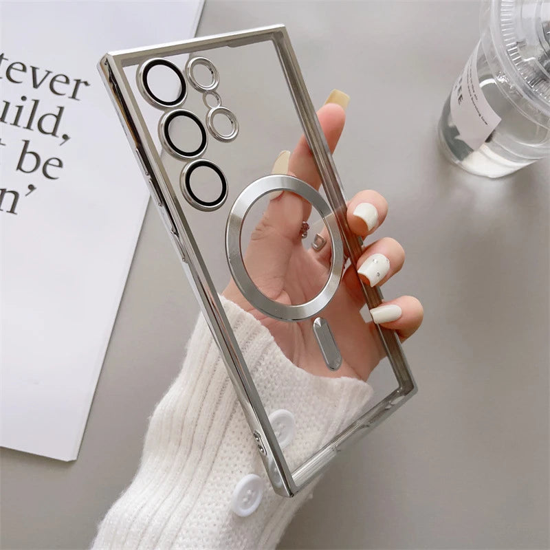 Magnetic phone case with MagSafe for Samsung S2, featuring sleek design and secure attachment, by Corporación Turística.