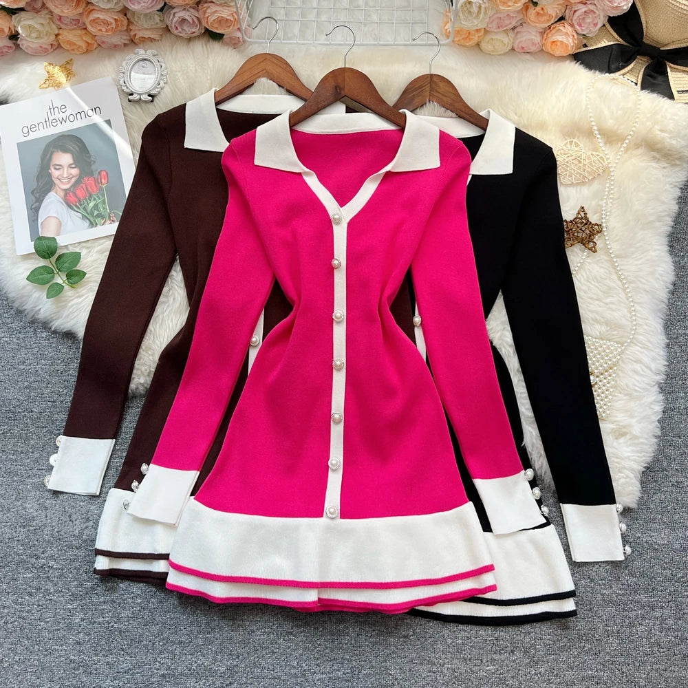 YuooMuoo vestido de mujer 2025 otoño Vintage cuello vuelt...