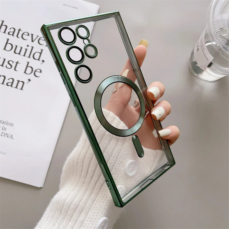 Magnetic phone case with MagSafe for Samsung S2, featuring sleek design and secure magnetic attachment.