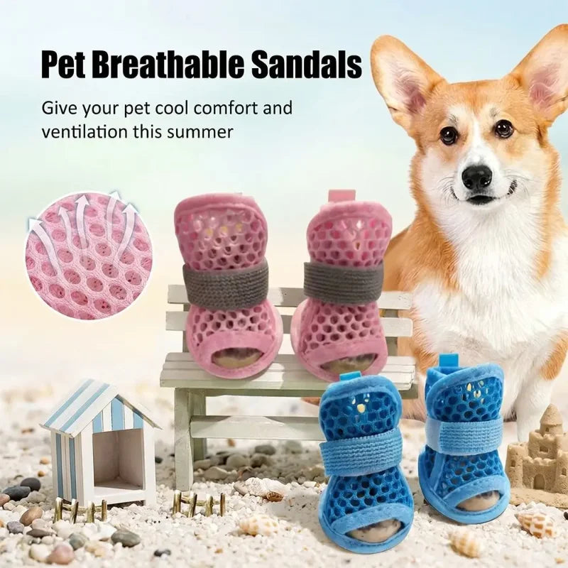 4 pares de zapatos transpirables de malla para perros peq...