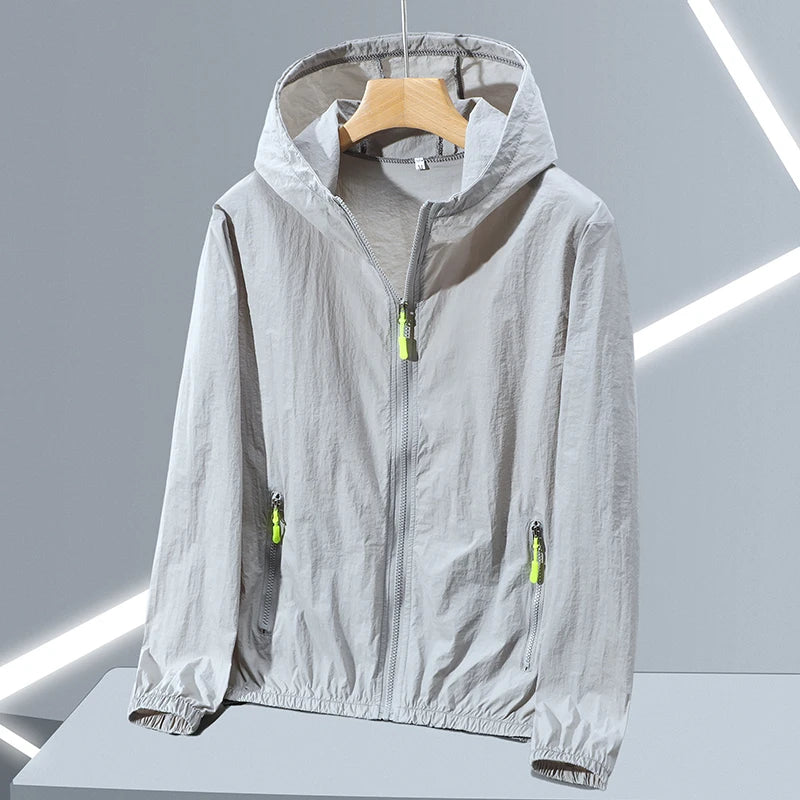 Lightweight ice silk sun protection jacket from Corporación Turística, shown in soft fabric with a sleek, stylish fit.
