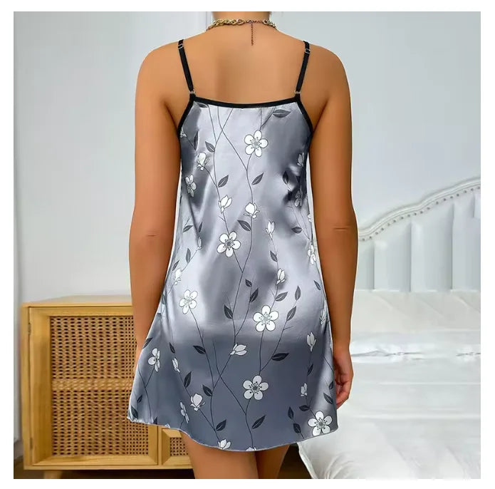 Ropa de dormir para mujer, camisón de satén con estampado...