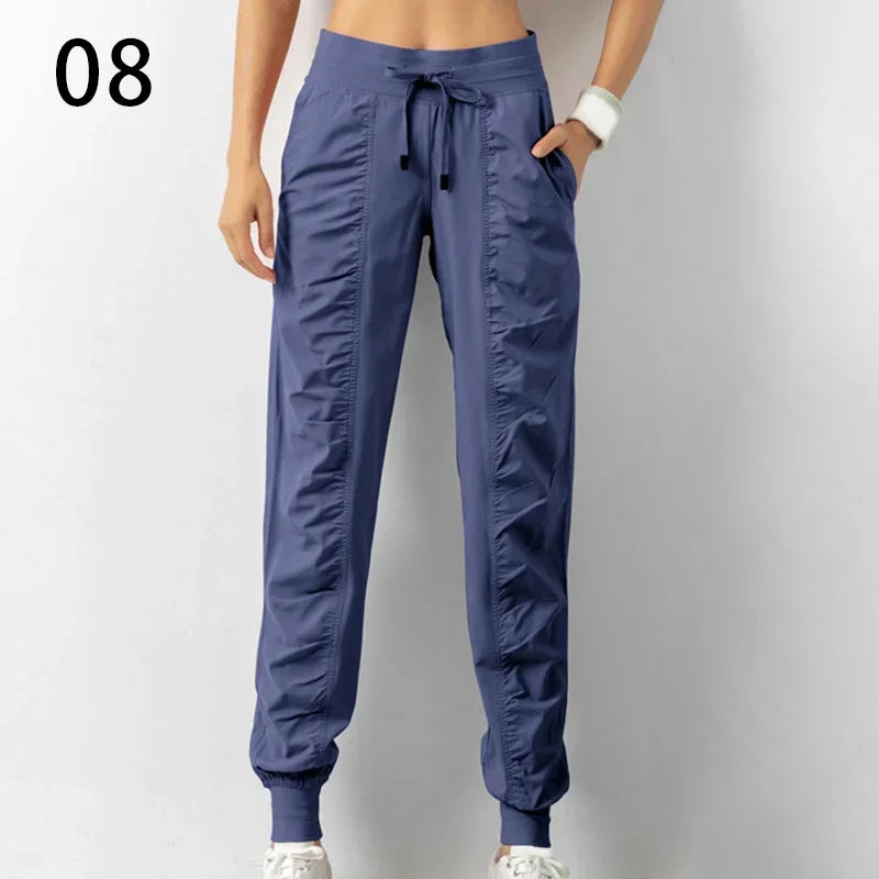 Pantalones de chándal de tela con cordón para correr, pan...