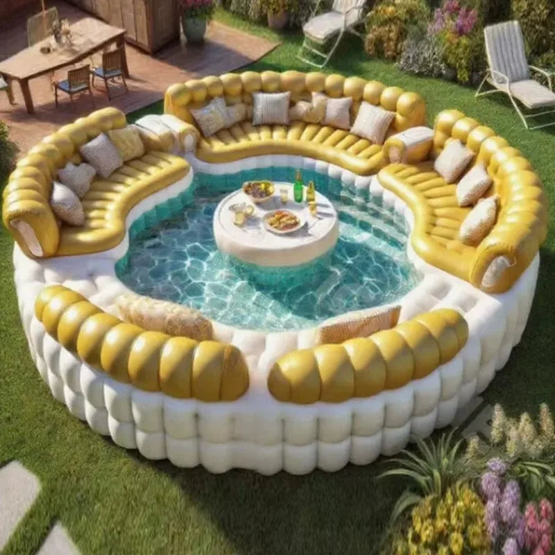 Piscina inflable con bar flotante, sofá envolvente y barr...