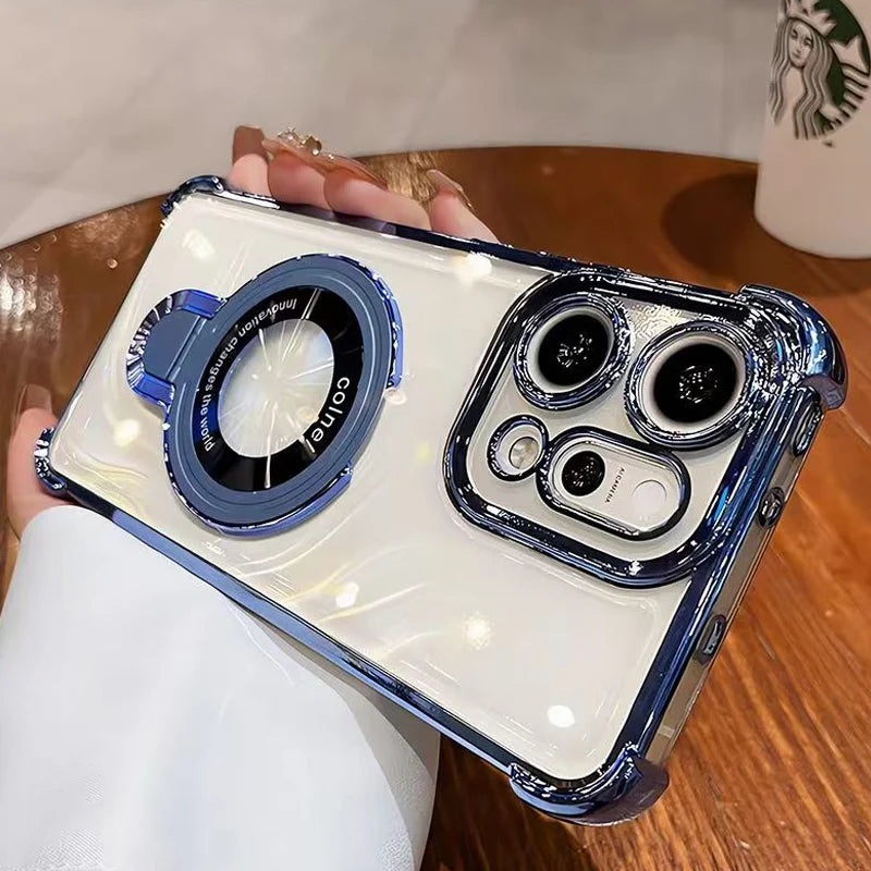 Funda transparente con soporte magnético a prueba de golp...