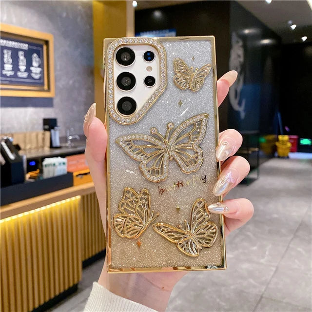 Samsung Galaxy S25 Ultra luxury rhinestone phone case with shiny gemstone accents, designed by Corporación Turística.