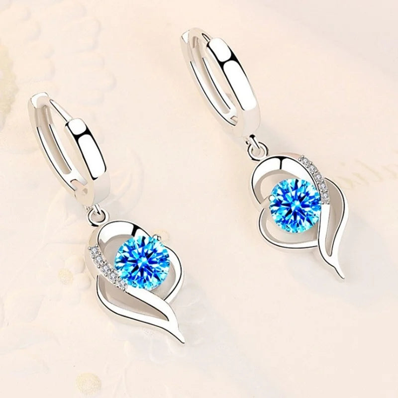 Pendientes de plata de ley 925 con circonita de cristal p...