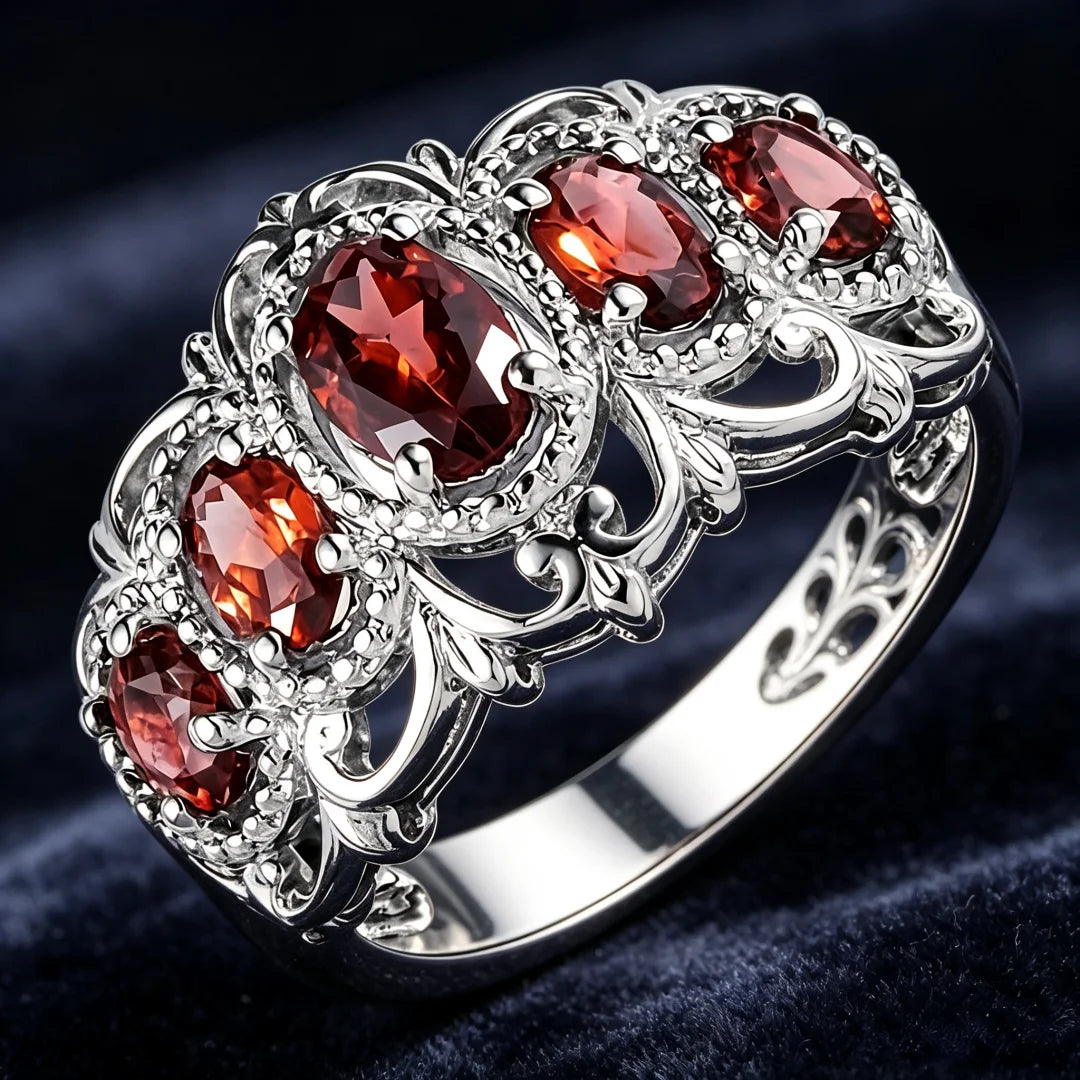 Anillo de Corona para Mujer, Estilo Corte, de Plata de Le...