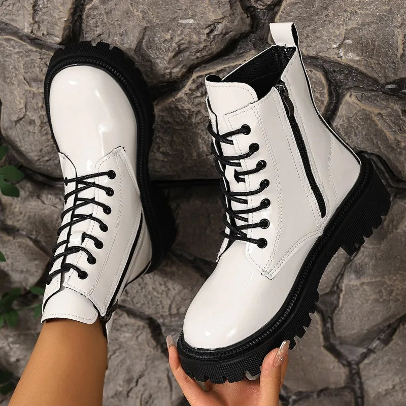 Botas individuales para mujer, botines versátiles con pla...