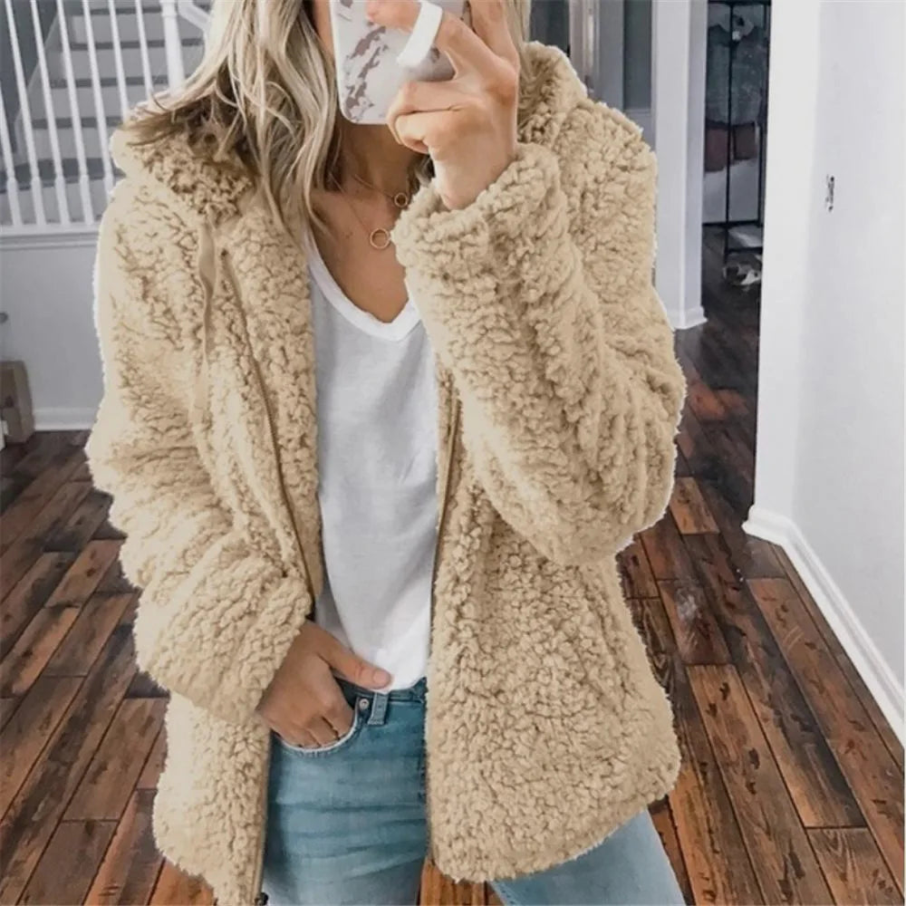 Nuevo Abrigo grueso con capucha y cremallera para mujer, ...