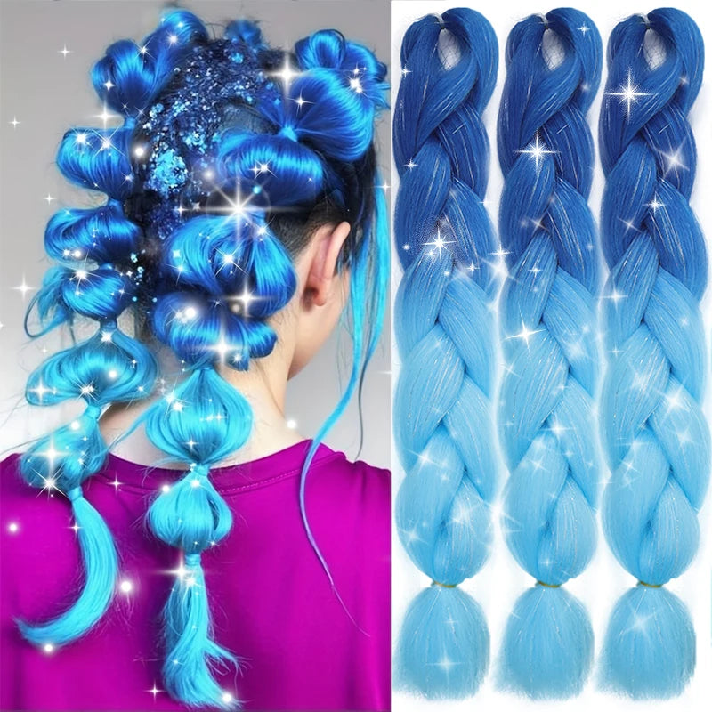 Extensiones de Cabello Sintético con Brillo Arcoíris, Cab...