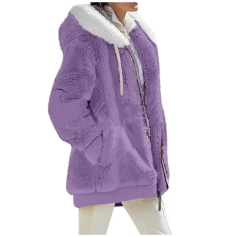 Abrigo informal con capucha y cremallera para mujer, chaq...