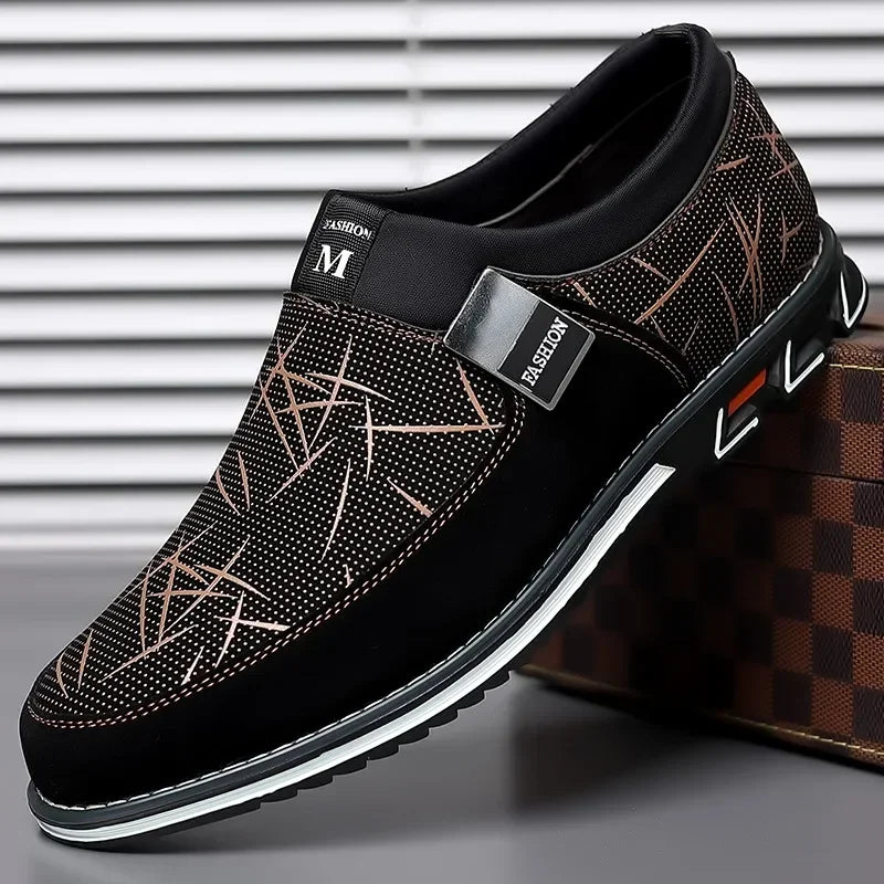 Zapatos de cuero de lujo para hombre, mocasines sin cordo...