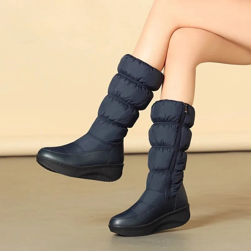 Botas de nieve impermeables para mujer, botas con platafo...